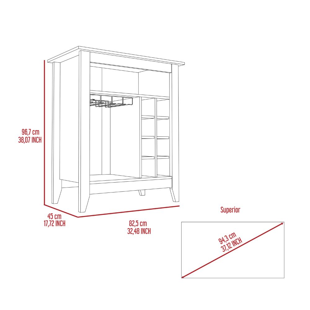 Essential Bar Cabinet, One Open Shelf, Six Built-in Wine Rack, One Drawer -Espresso